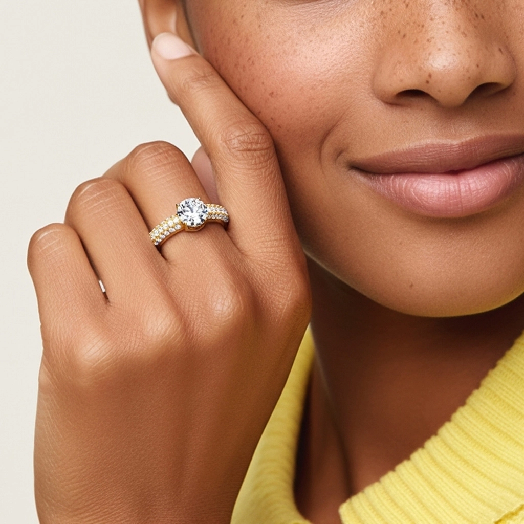 Pavé Engagement Ring 1.20ct Moissanite