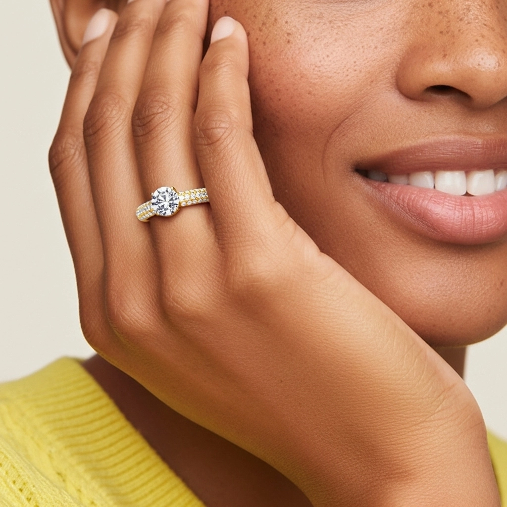 Pavé Engagement Ring 1.20ct Moissanite