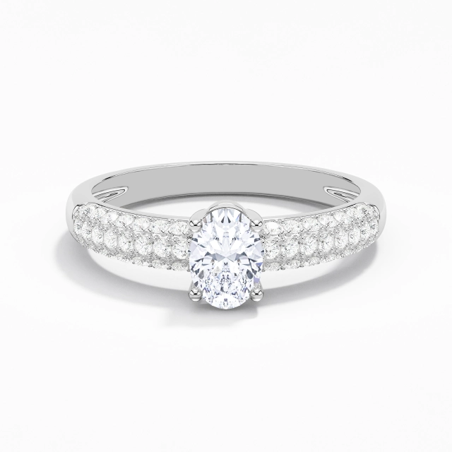 Tige Traditionnelle Le luxe Pavé Bague de fiançailles Moissanite 1.00ct Ovale Argent sterling 925