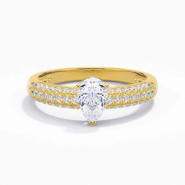 Pata tradicional Lujo Pavé Anillo de Compromiso Moissanita 1.00ct Pera Plata esterlina 925