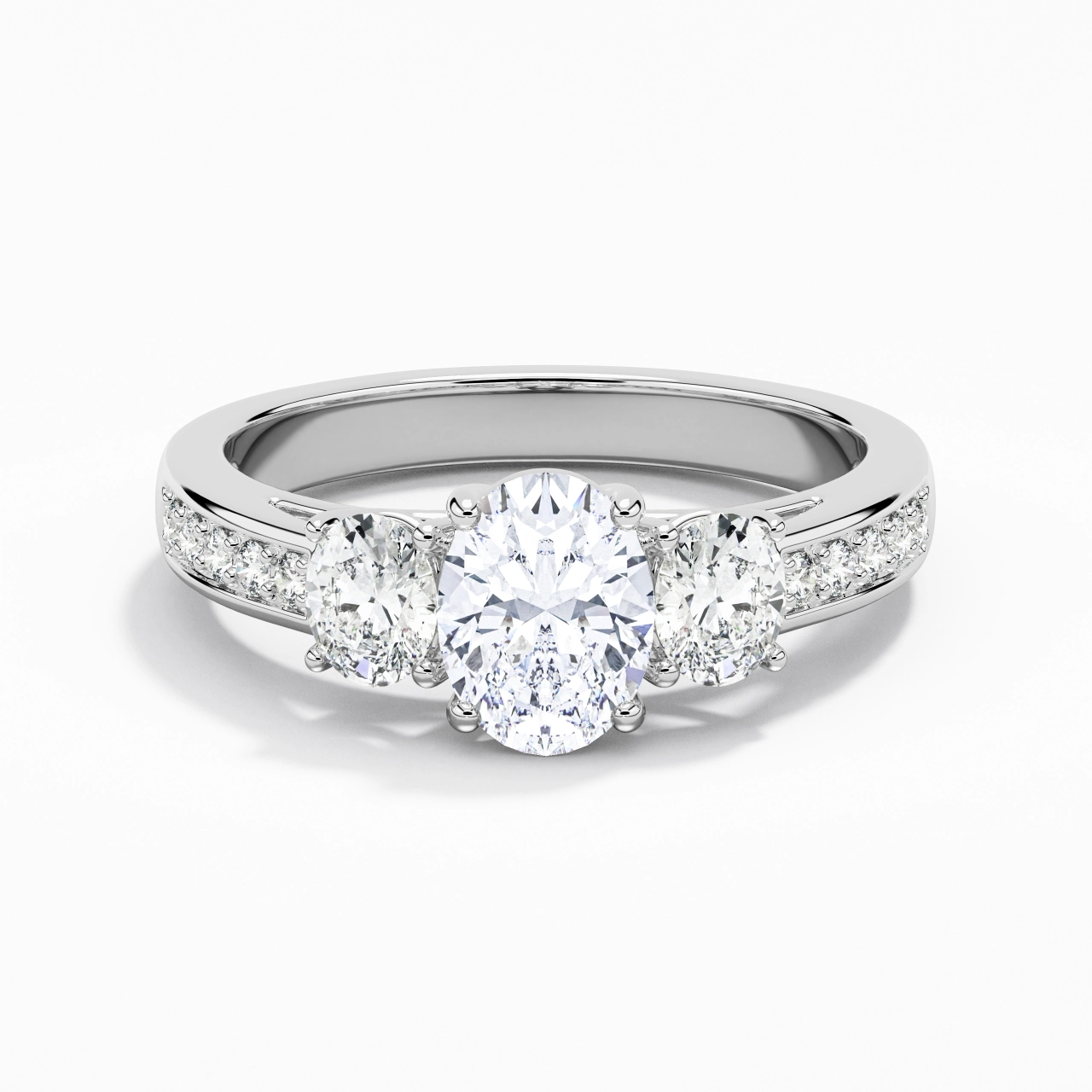 Three Stone Trellis Engagement Ring 1.50ct Moissanite