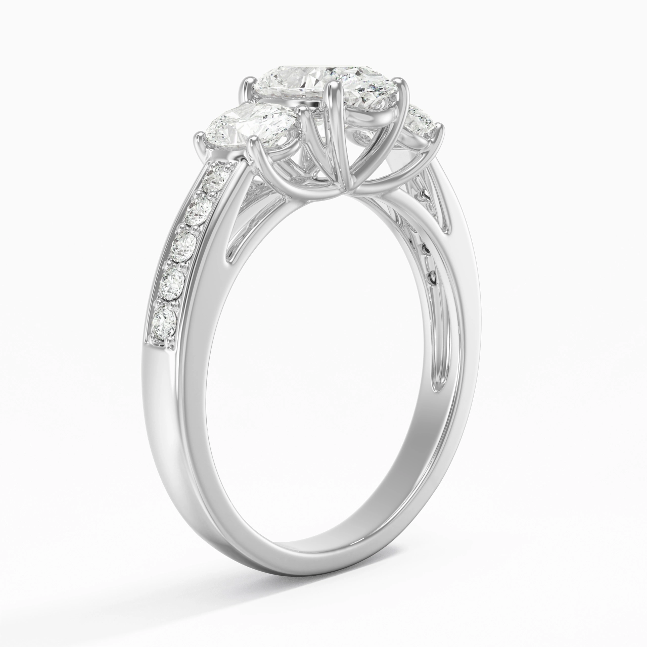 Three Stone Trellis Engagement Ring 1.50ct Moissanite