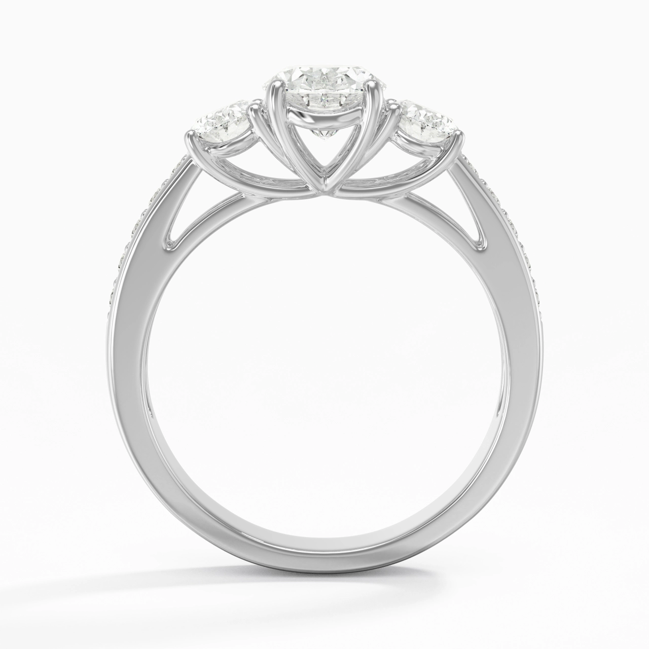 Three Stone Trellis Engagement Ring 1.50ct Moissanite