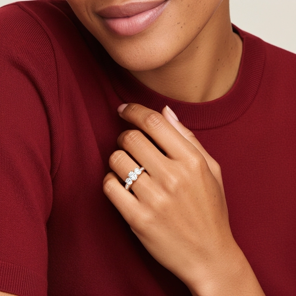 Three Stone Trellis Engagement Ring 1.50ct Moissanite