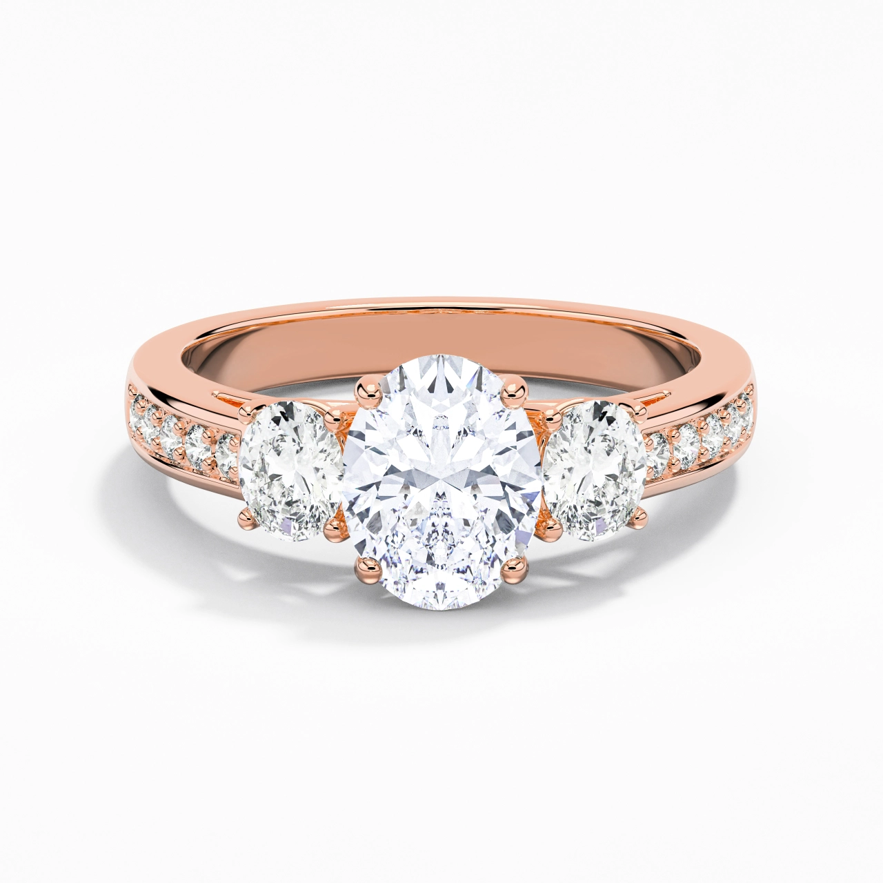 Three Stone Trellis Engagement Ring 2.00ct Moissanite