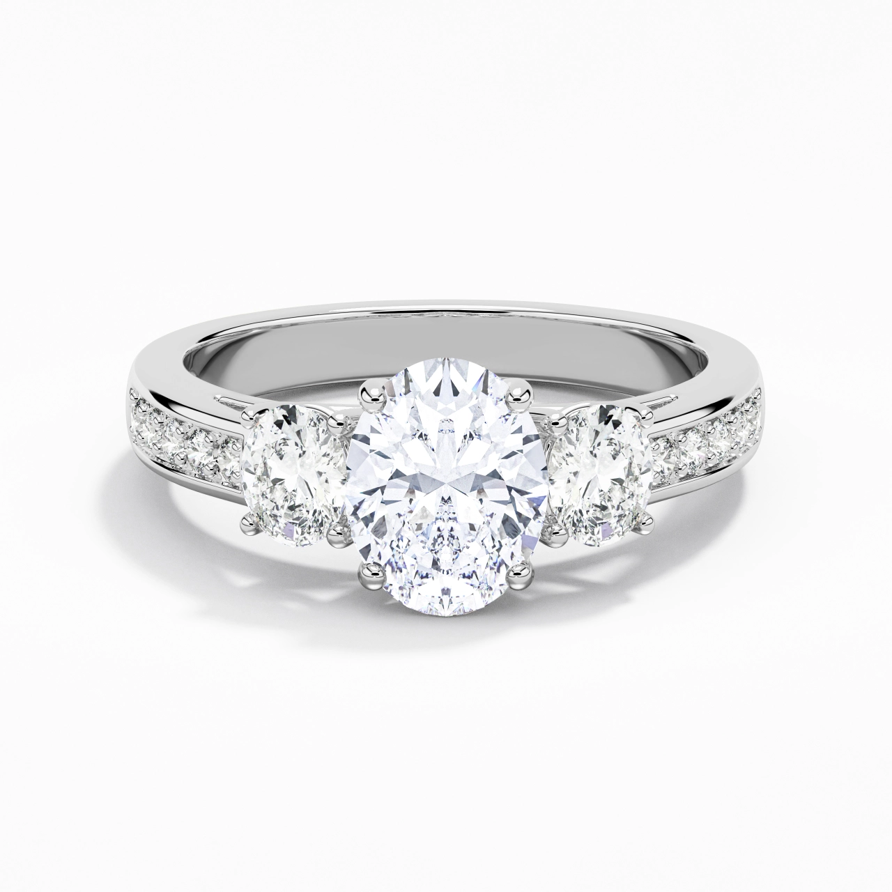 Three Stone Trellis Engagement Ring 2.00ct Moissanite