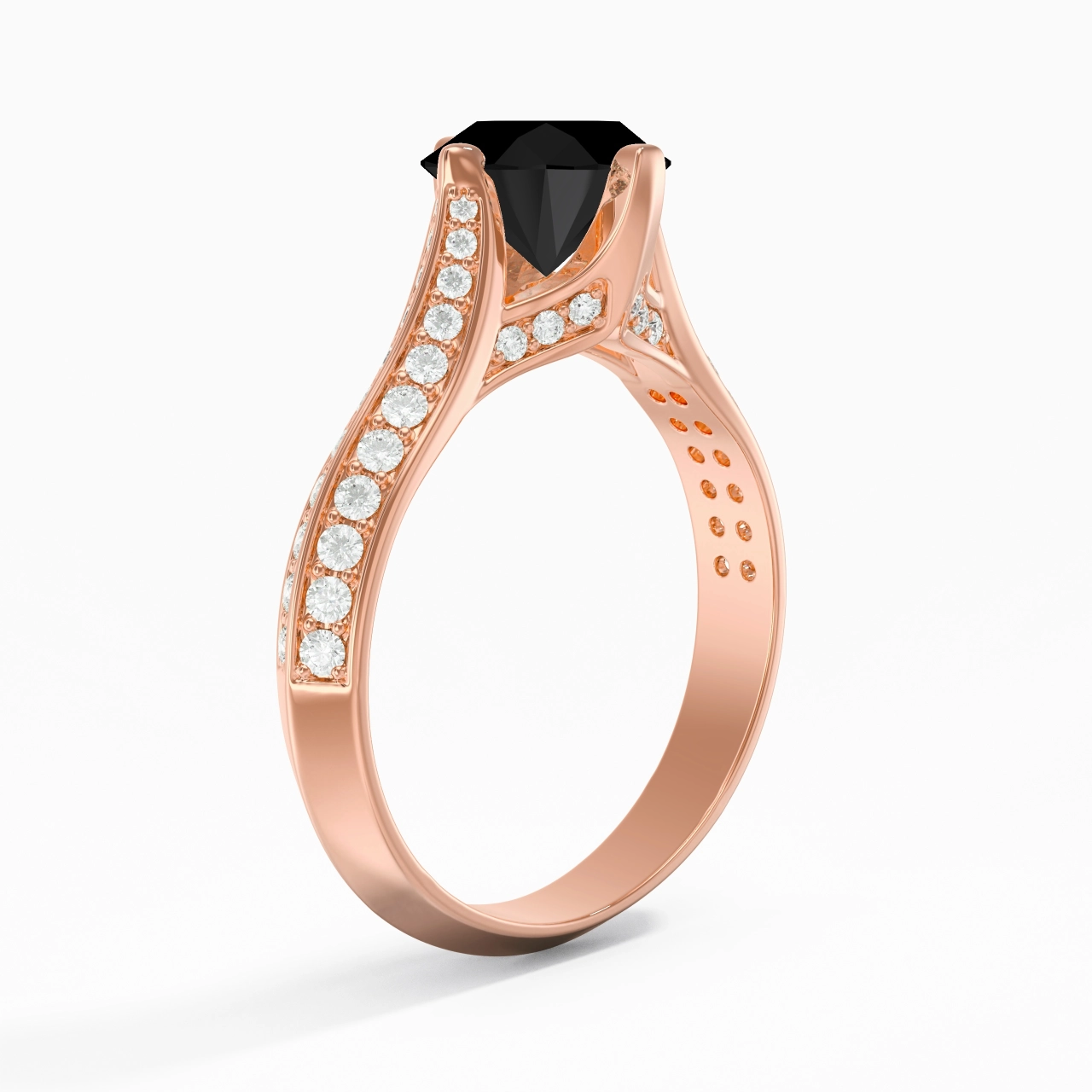 Pavé Est Ouest Bague de fiançailles 1.50ct Zircon cubique