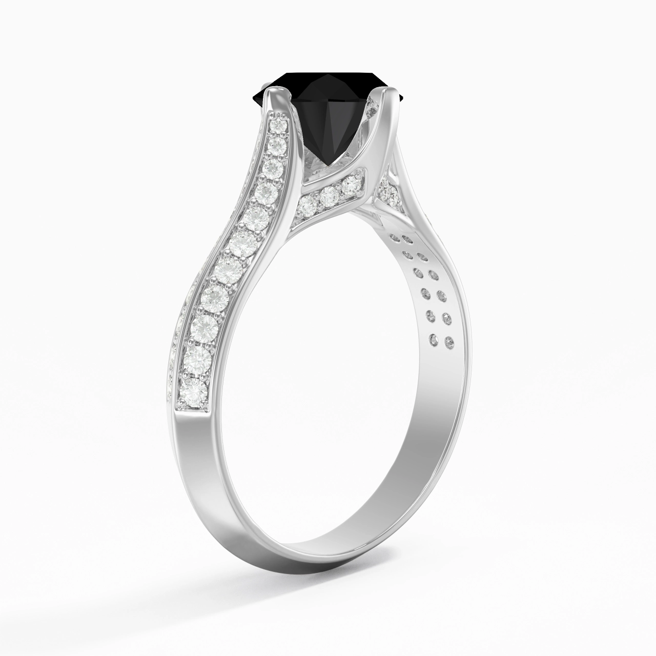 Pavé Est Ouest Bague de fiançailles 1.50ct Zircon cubique