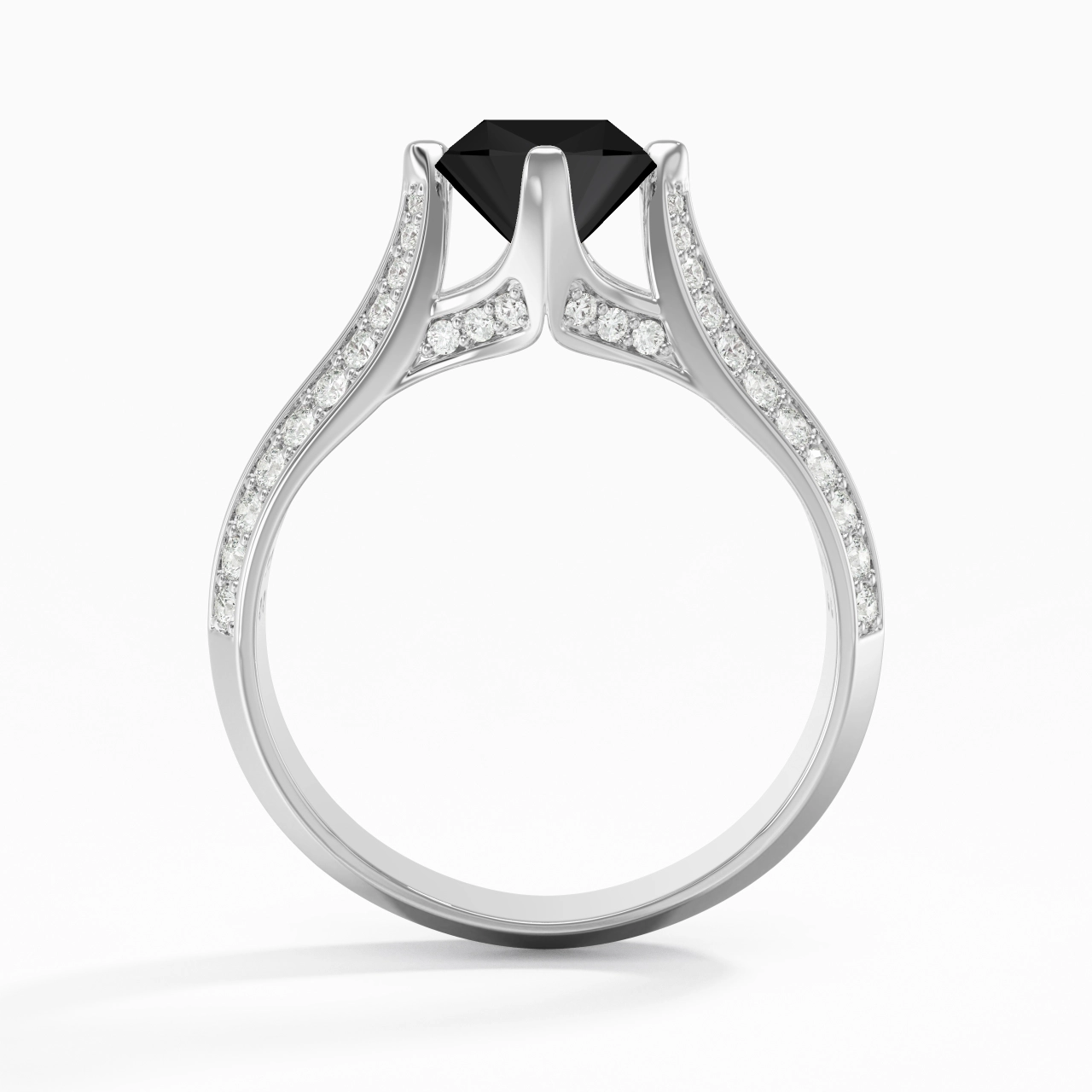 Pavé Est Ouest Bague de fiançailles 1.50ct Zircon cubique