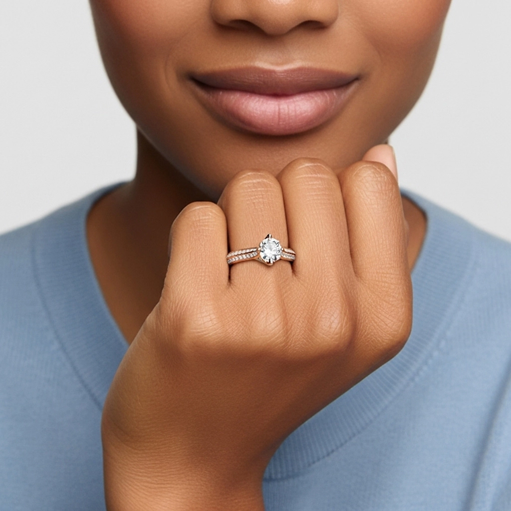 Pavé Oriente - Occidente Anillo de Compromiso 1.50ct Moissanita