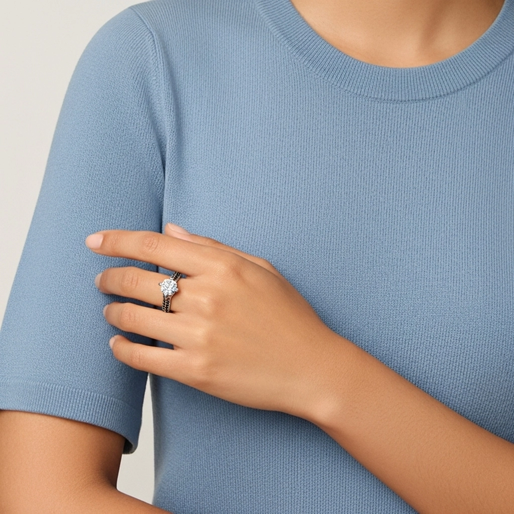 Classique Coussin 1.50ct Zircon cubique Bague de fiançailles