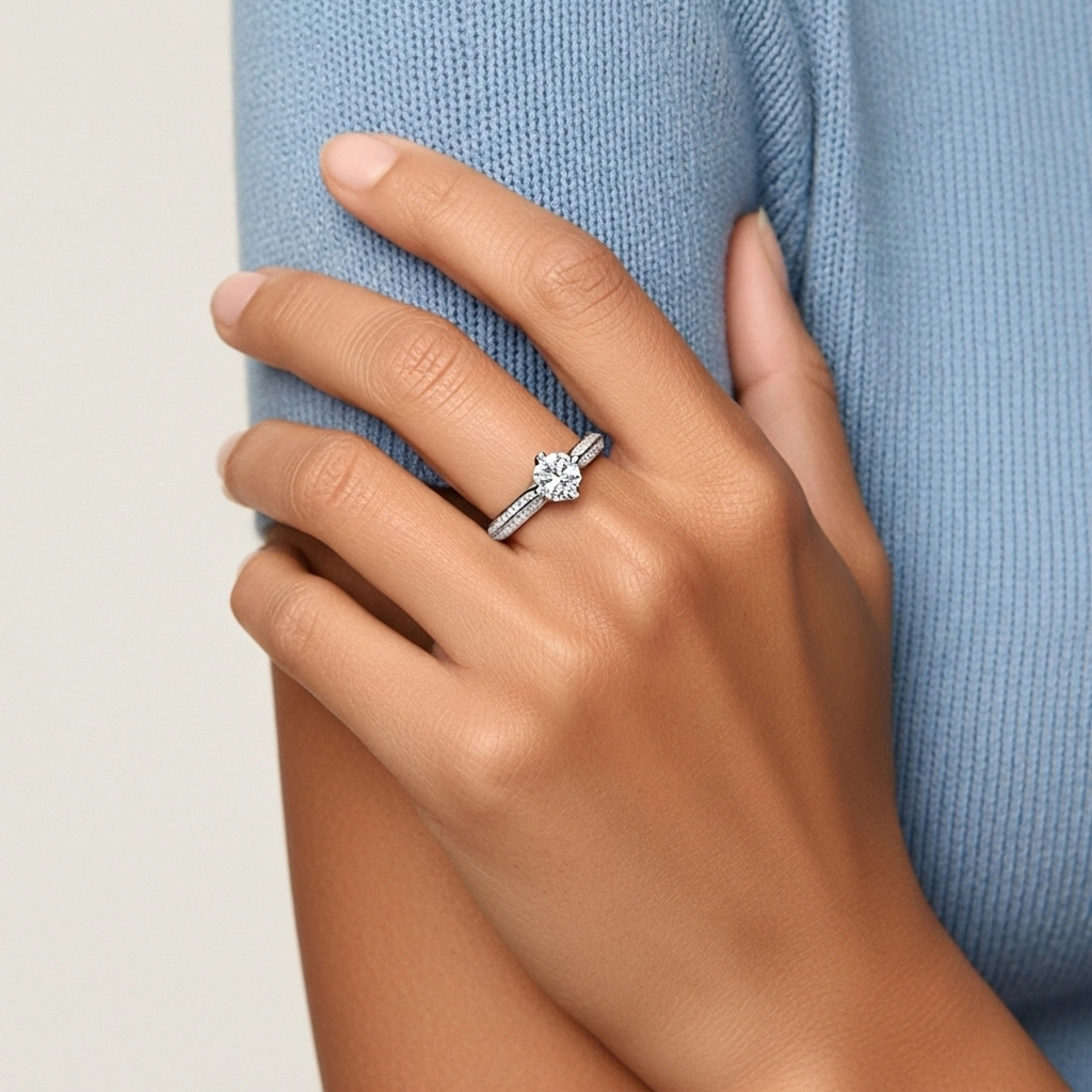 Pavé Est Ouest Bague de fiançailles 1.50ct Zircon cubique