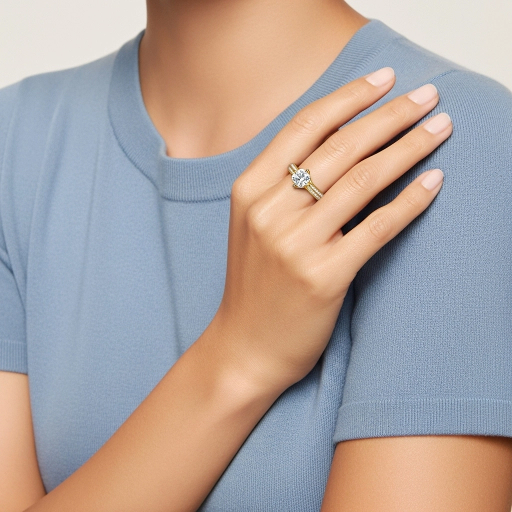 Pavé Est Ouest Bague de fiançailles 1.50ct Moissanite