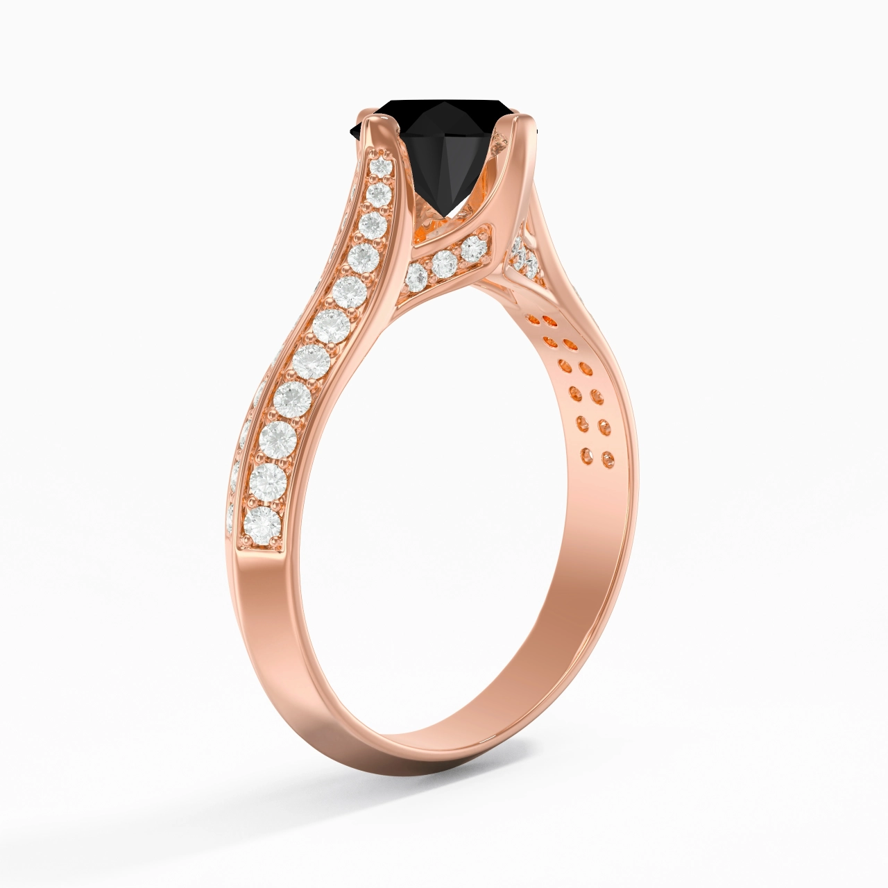 Pavé Est Ouest Bague de fiançailles 1.00ct Zircon cubique