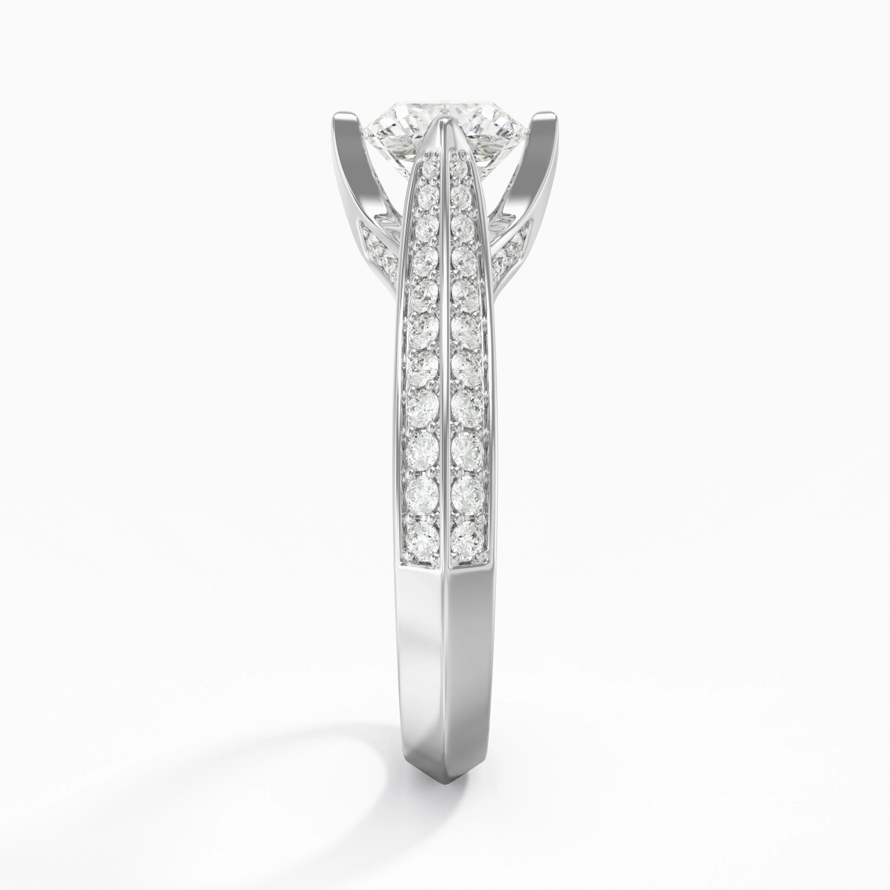 Pavé Est Ouest Bague de fiançailles 1.00ct Zircon cubique