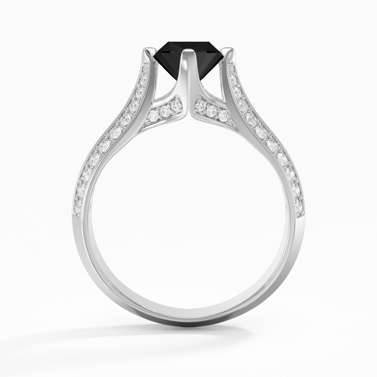 Pavé Est Ouest Bague de fiançailles 1.00ct Zircon cubique