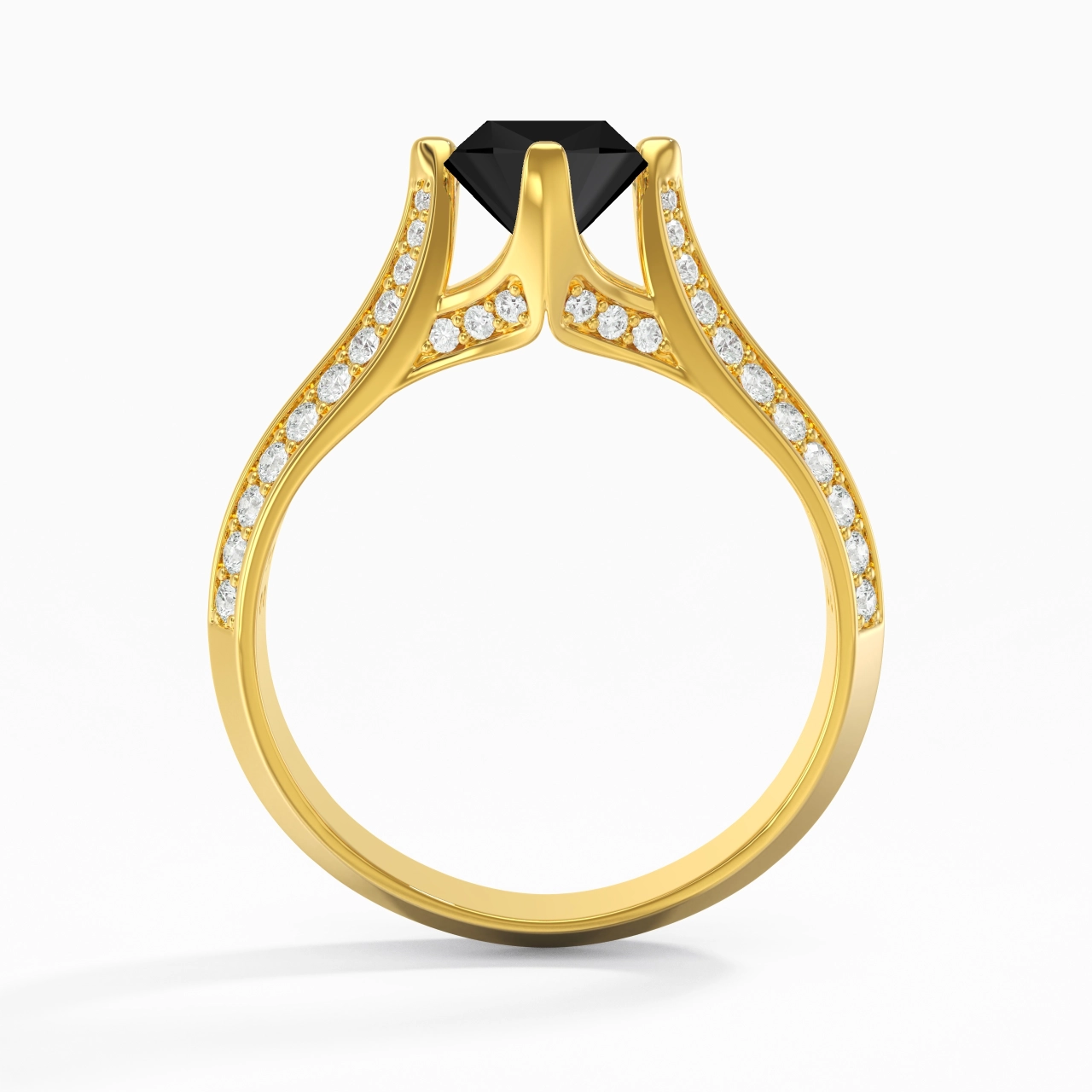 Pavé Est Ouest Bague de fiançailles 1.00ct Zircon cubique