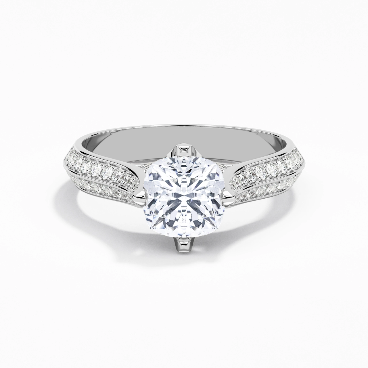 Pavé Est Ouest Bague de fiançailles 2.00ct Moissanite