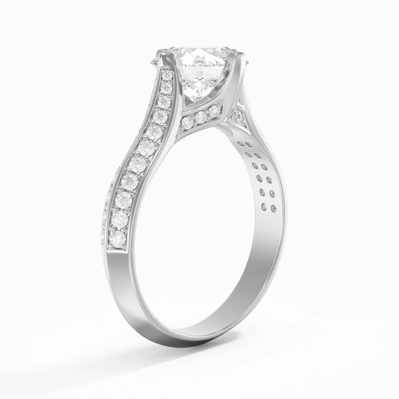 Pavé Est Ouest Bague de fiançailles 2.00ct Moissanite