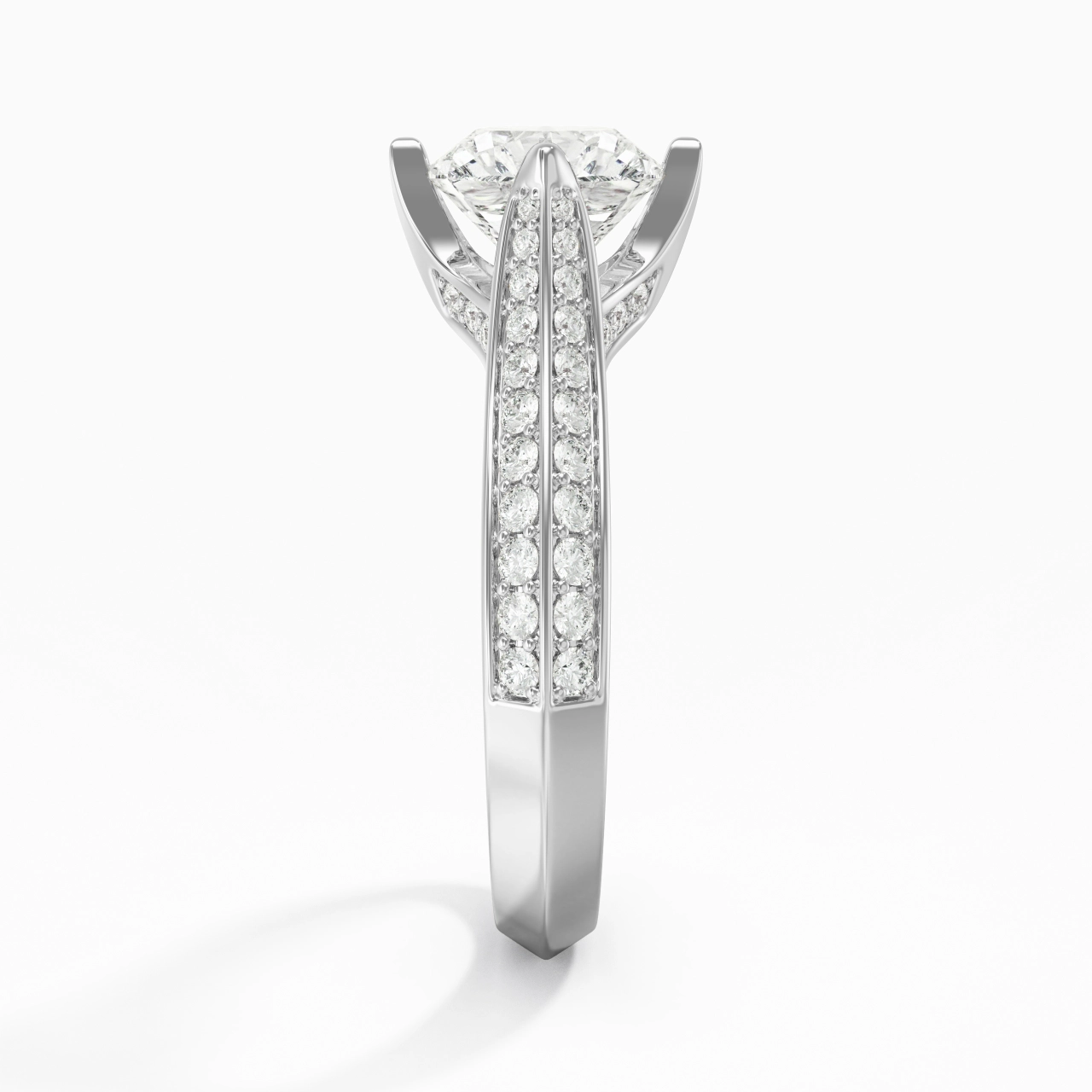 Pavé Est Ouest Bague de fiançailles 2.00ct Moissanite