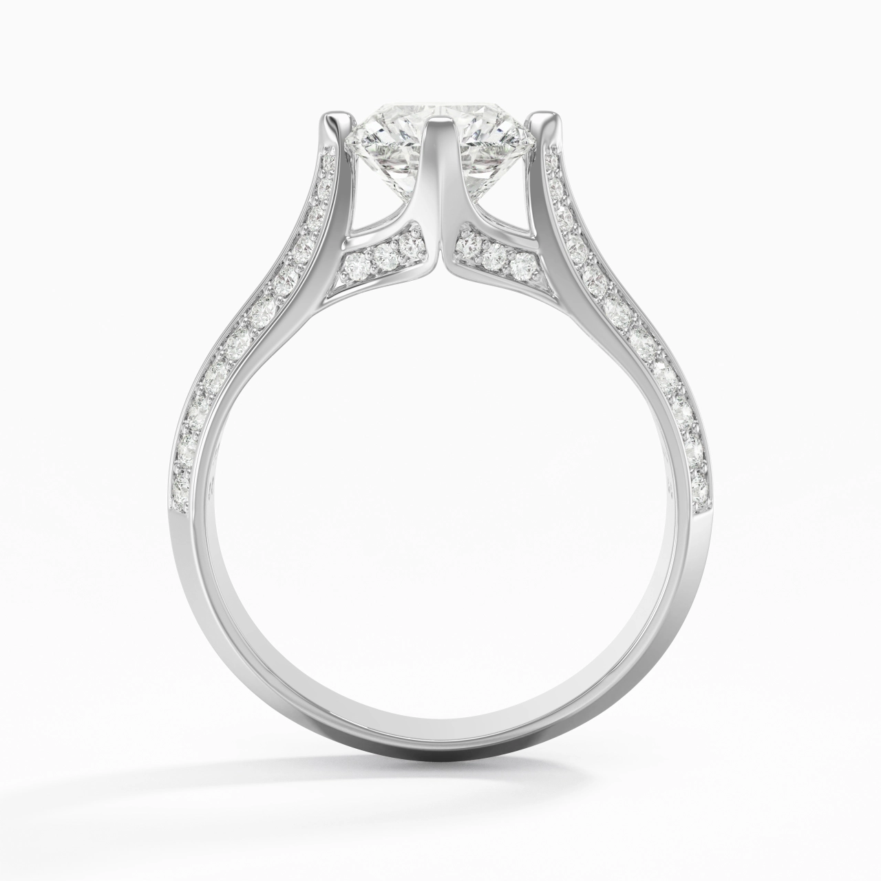 Pavé Est Ouest Bague de fiançailles 2.00ct Moissanite