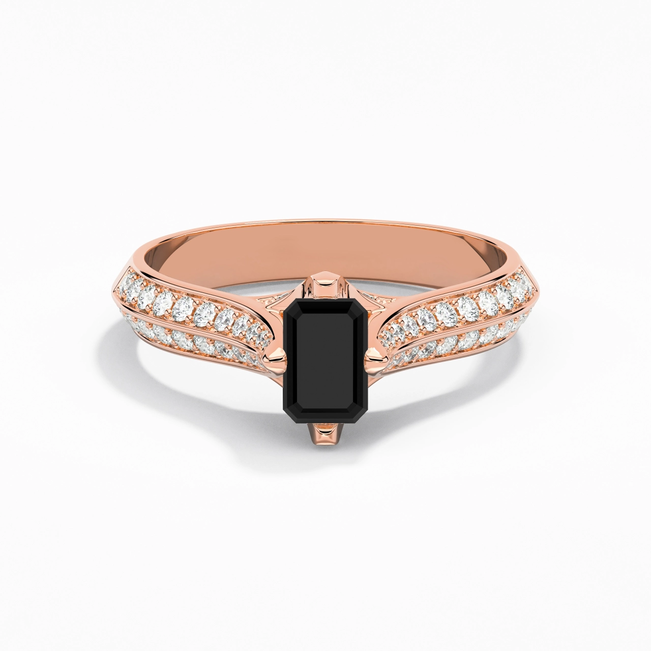 Pavé Est Ouest Bague de fiançailles 0.80ct Zircon cubique