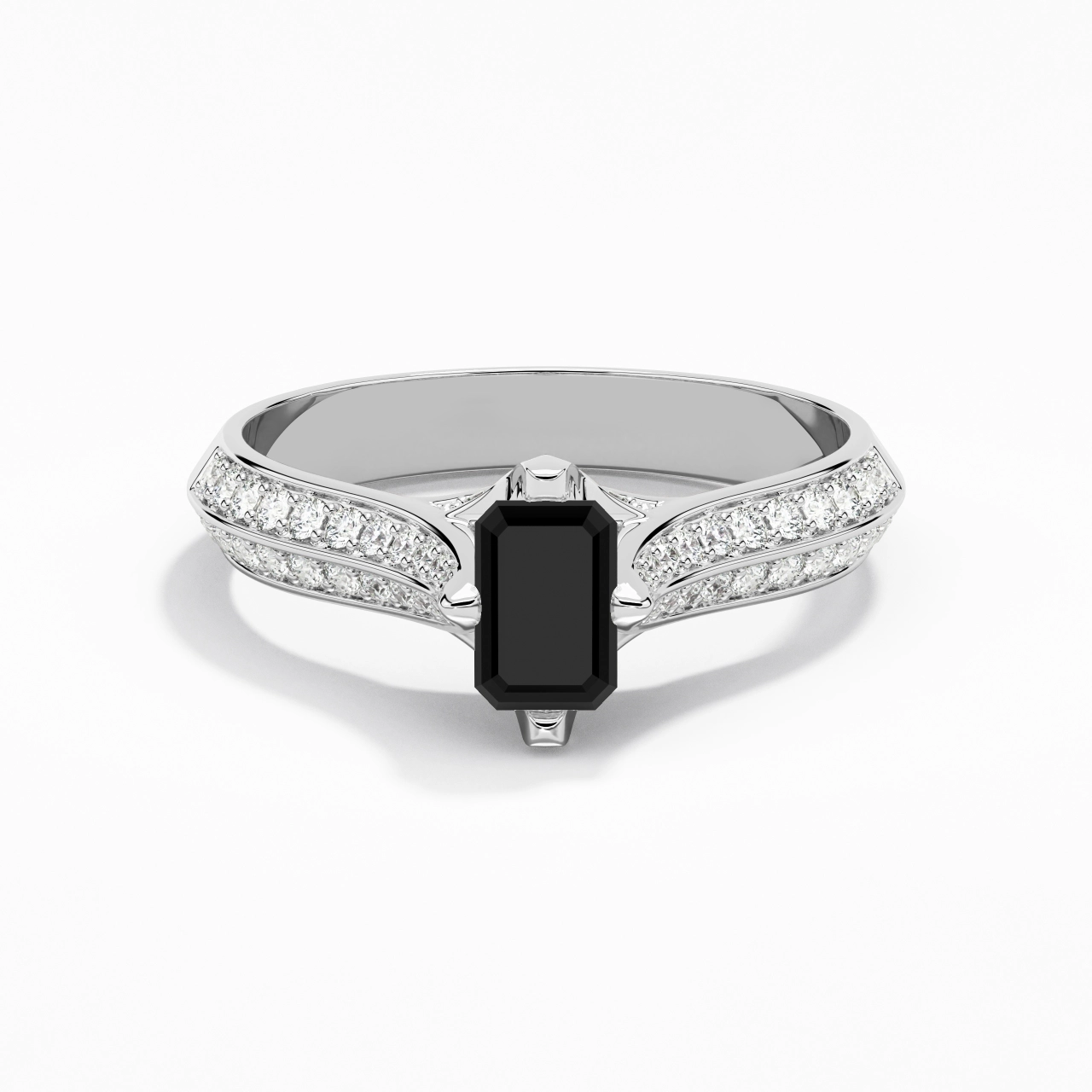 Pavé Est Ouest Bague de fiançailles 0.80ct Zircon cubique
