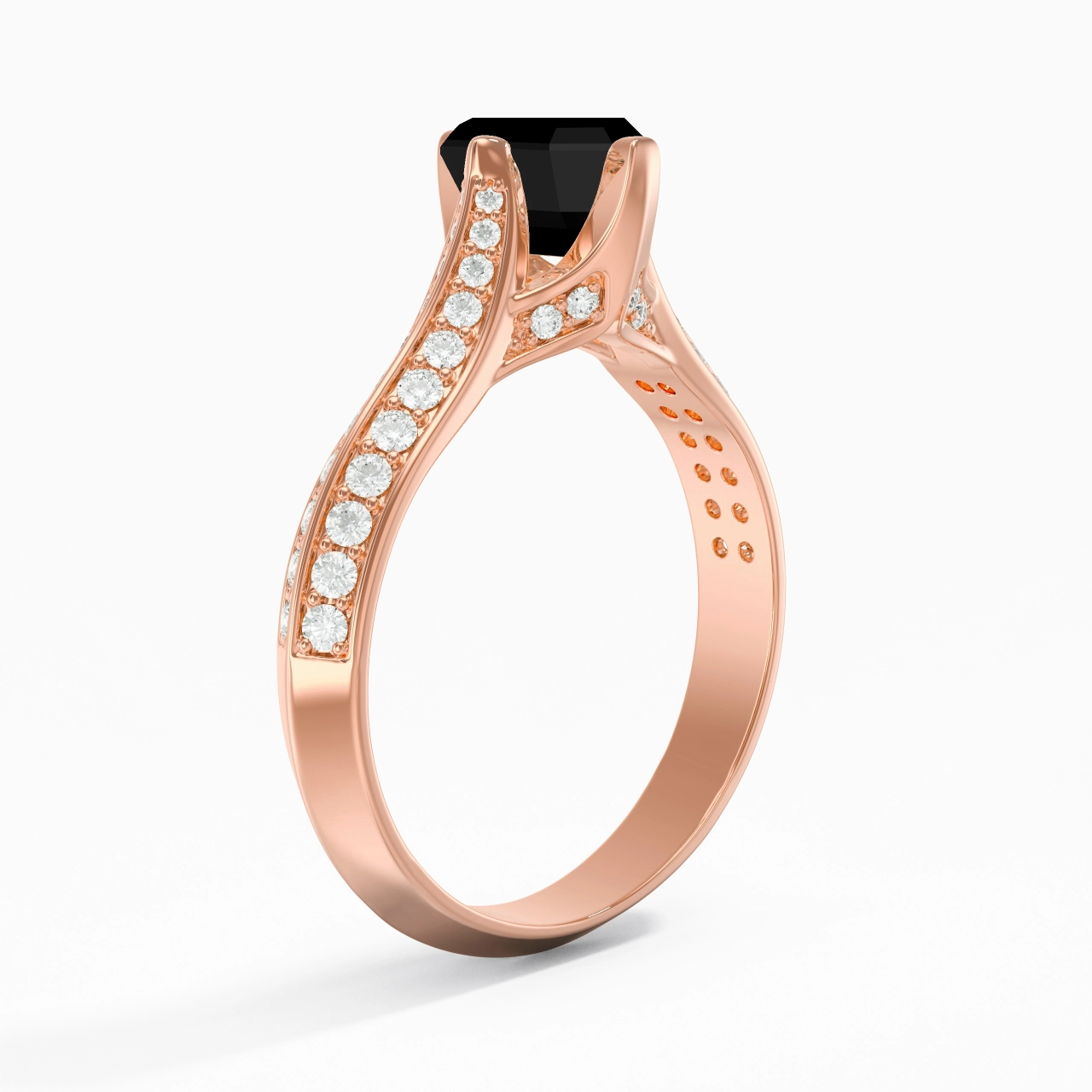 Pavé Est Ouest Bague de fiançailles 0.80ct Zircon cubique