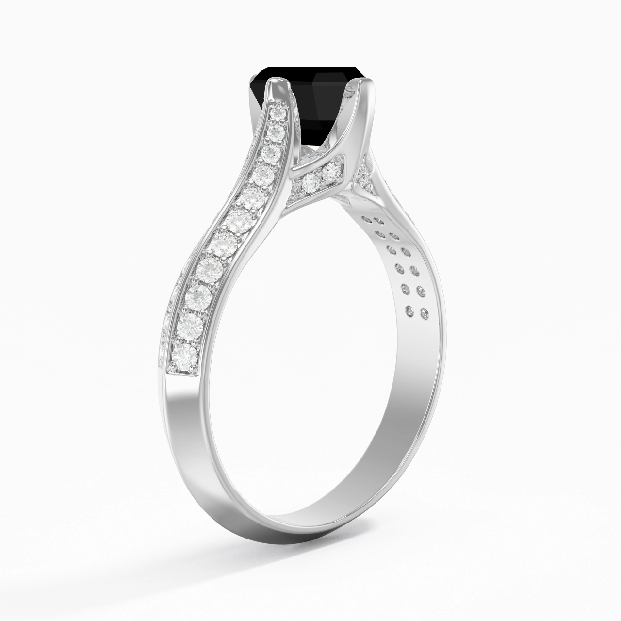 Pavé Est Ouest Bague de fiançailles 0.80ct Zircon cubique