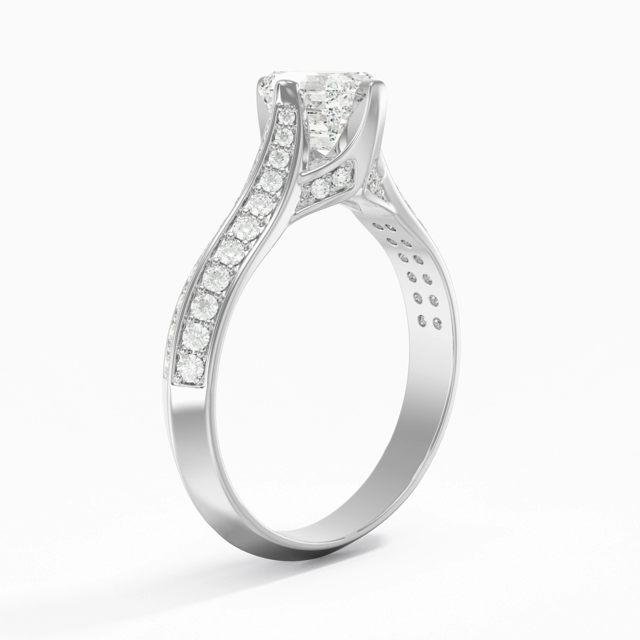 Pavé Est Ouest Bague de fiançailles 0.80ct Zircon cubique