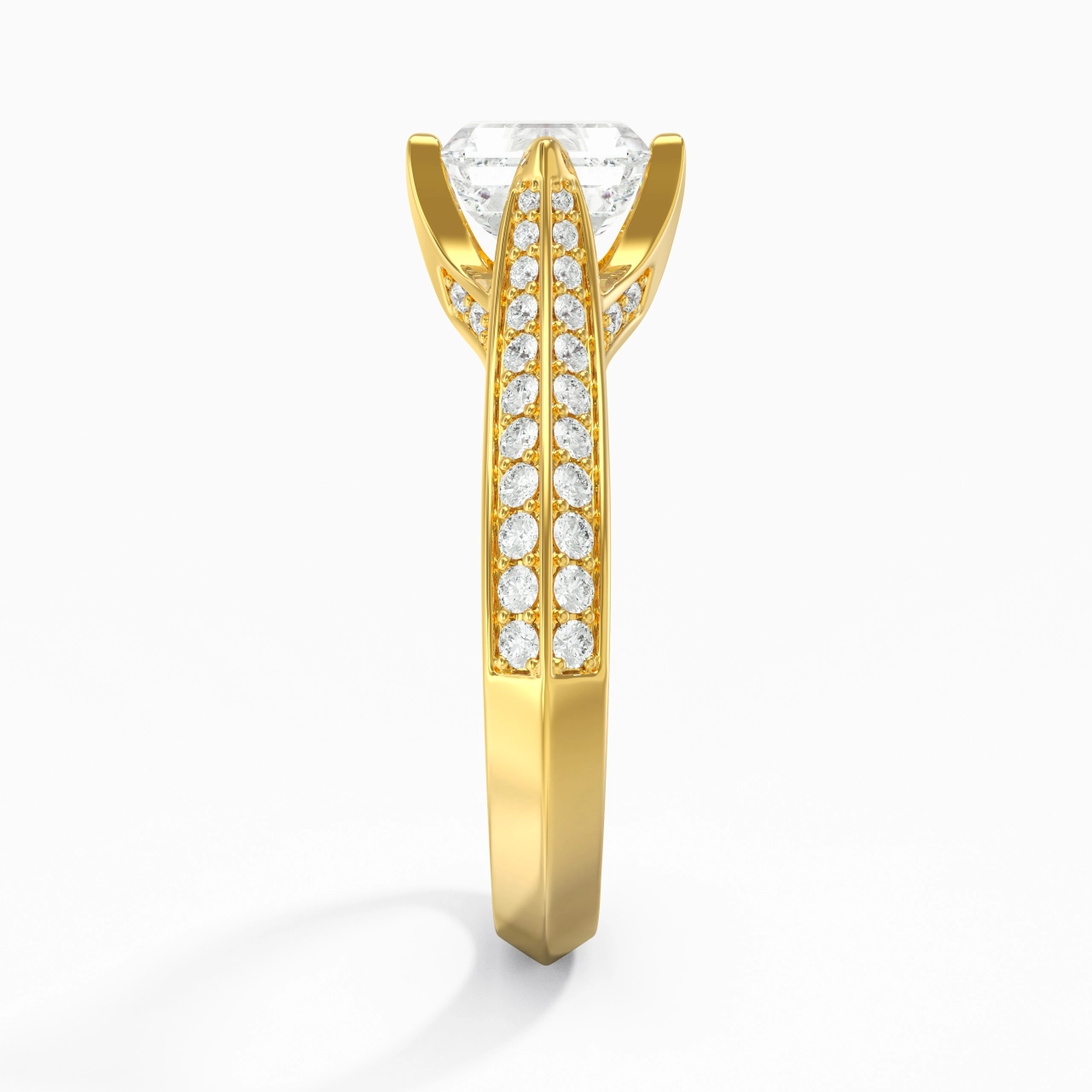 Pavé Est Ouest Bague de fiançailles 0.80ct Zircon cubique