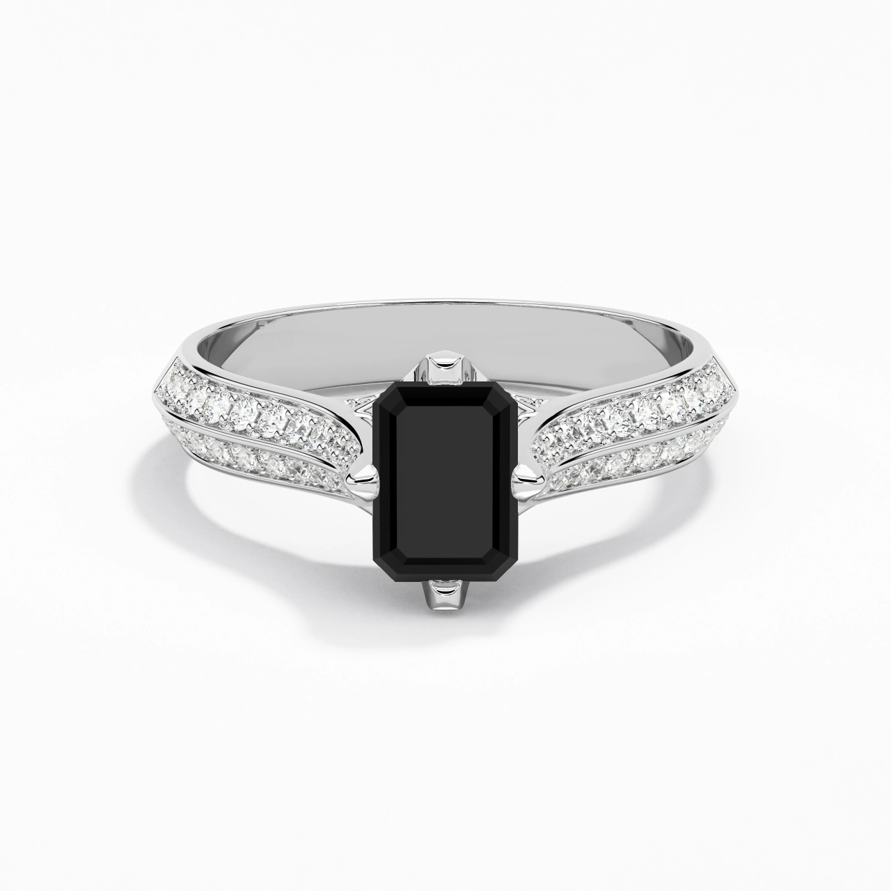 Pavé Est Ouest Bague de fiançailles 1.00ct Zircon cubique