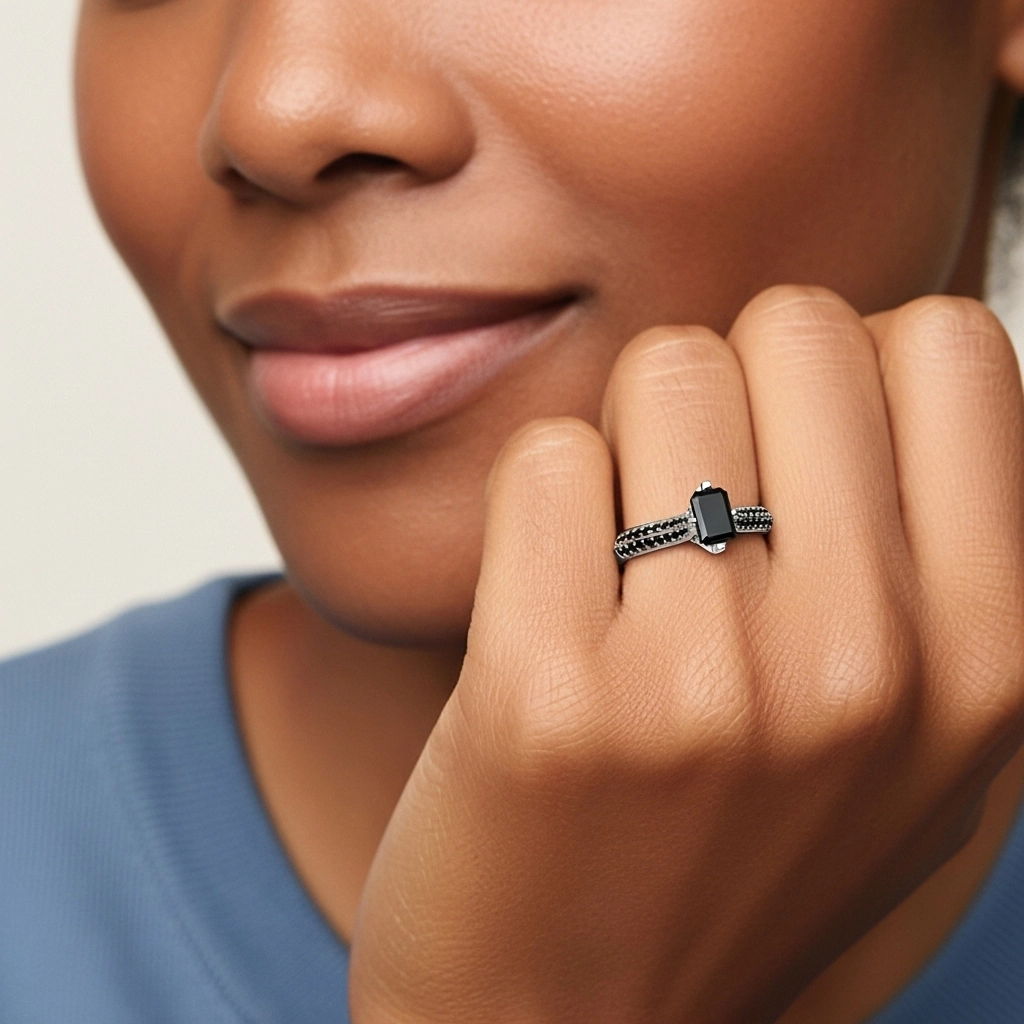 Classique Émeraude 1.00ct Zircon cubique Bague de fiançailles