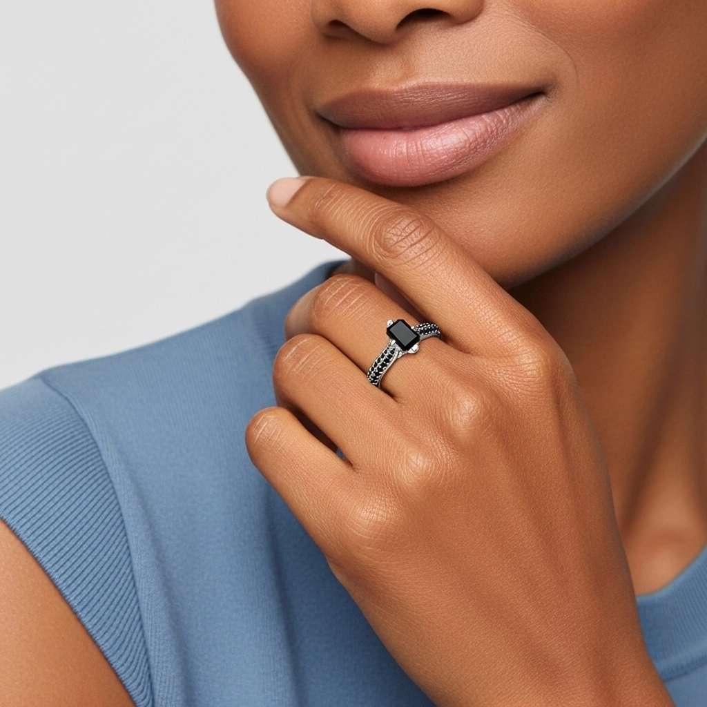 Classique Émeraude 1.00ct Zircon cubique Bague de fiançailles