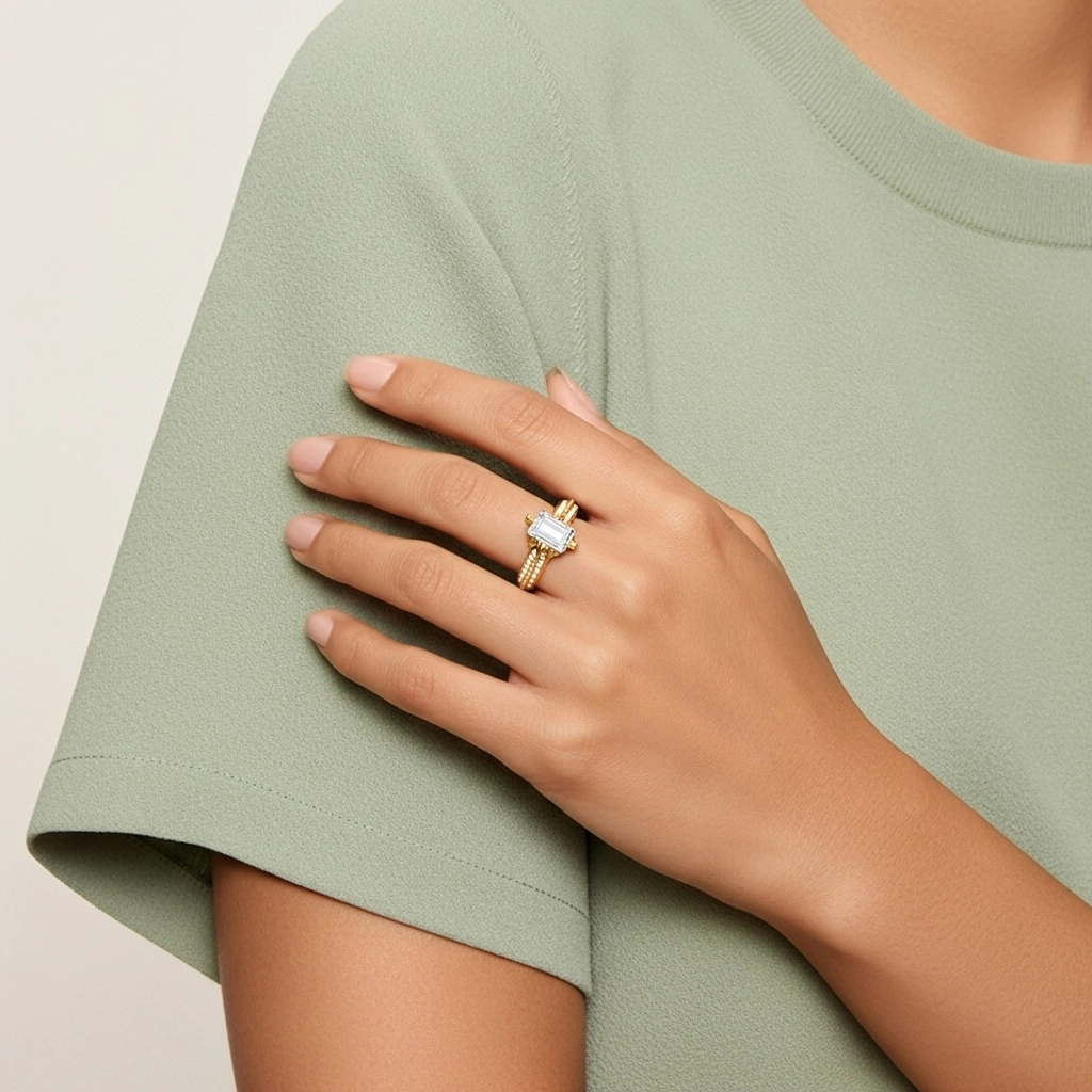 Pavé Est Ouest Bague de fiançailles 2.00ct Zircon cubique