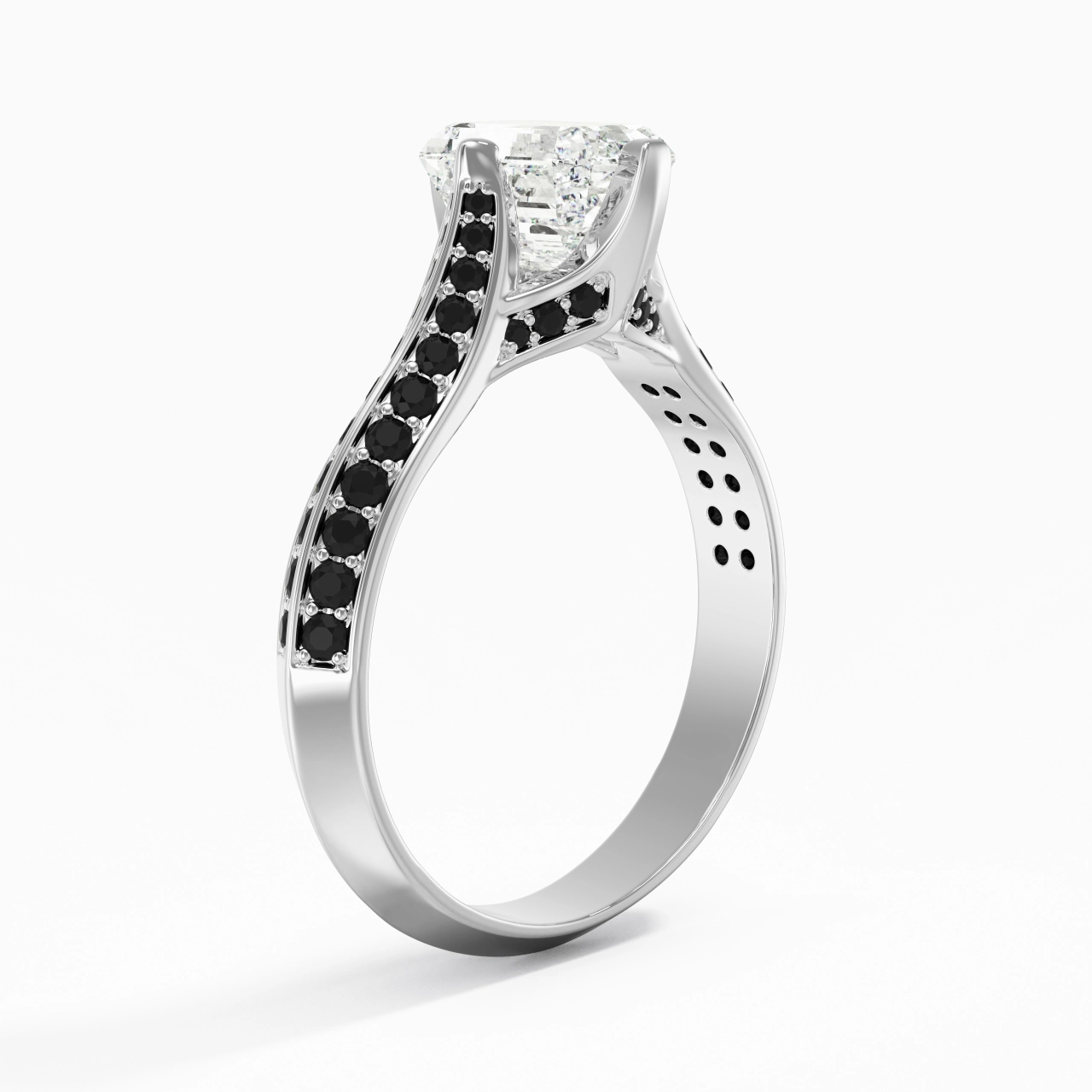 Classique Émeraude 1.00ct Zircon cubique Bague de fiançailles