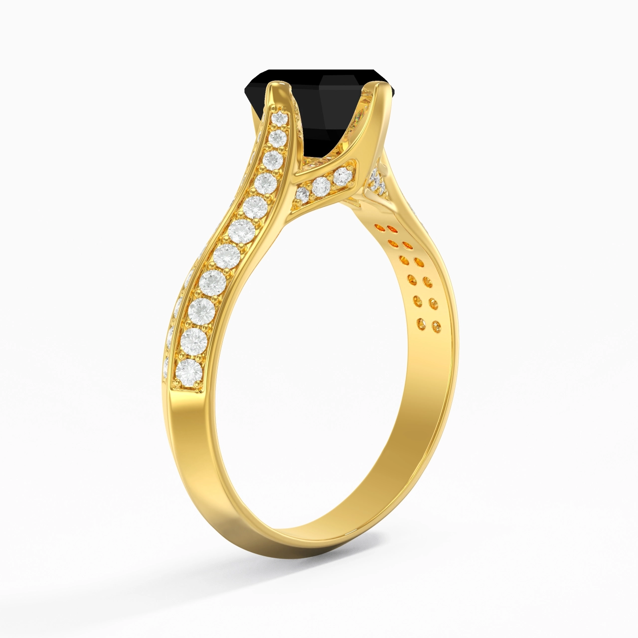 Pavé Est Ouest Bague de fiançailles 1.00ct Zircon cubique