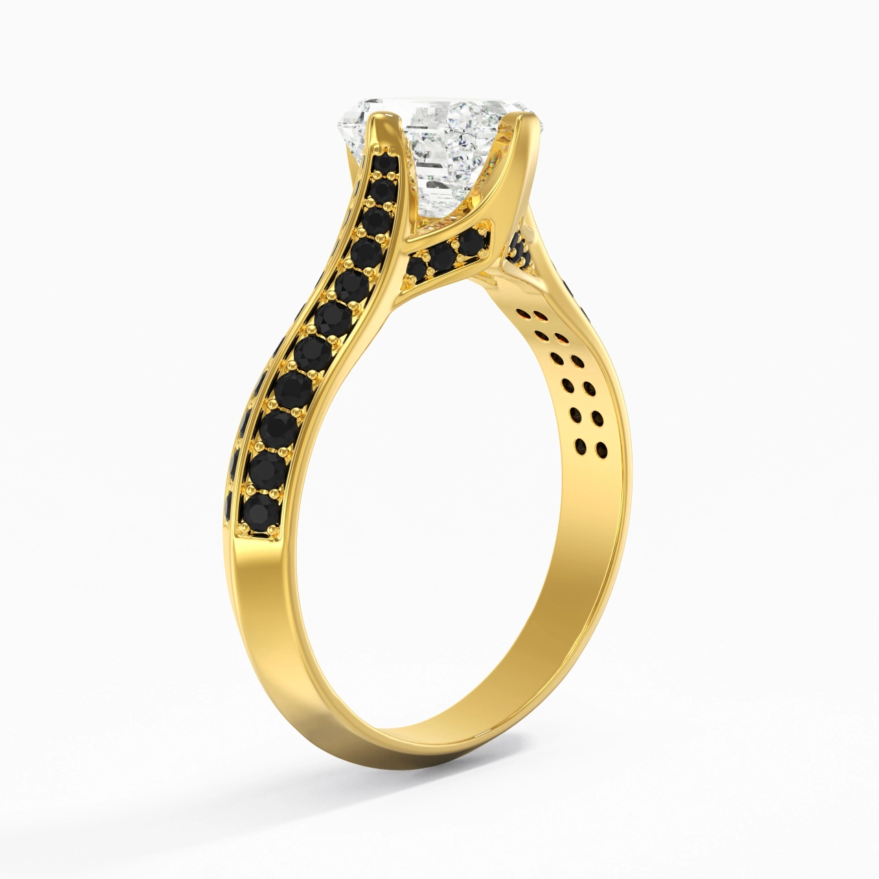 Classique Émeraude 1.00ct Zircon cubique Bague de fiançailles