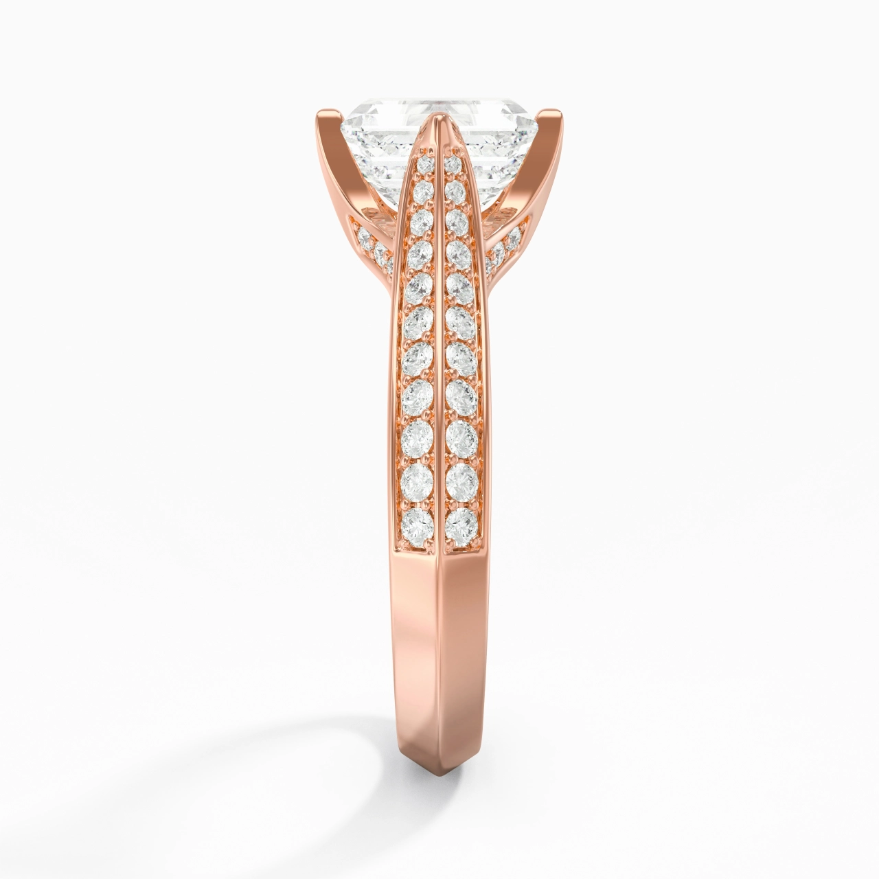 Pavé Oriente - Occidente Anillo de Compromiso 1.00ct Moissanita