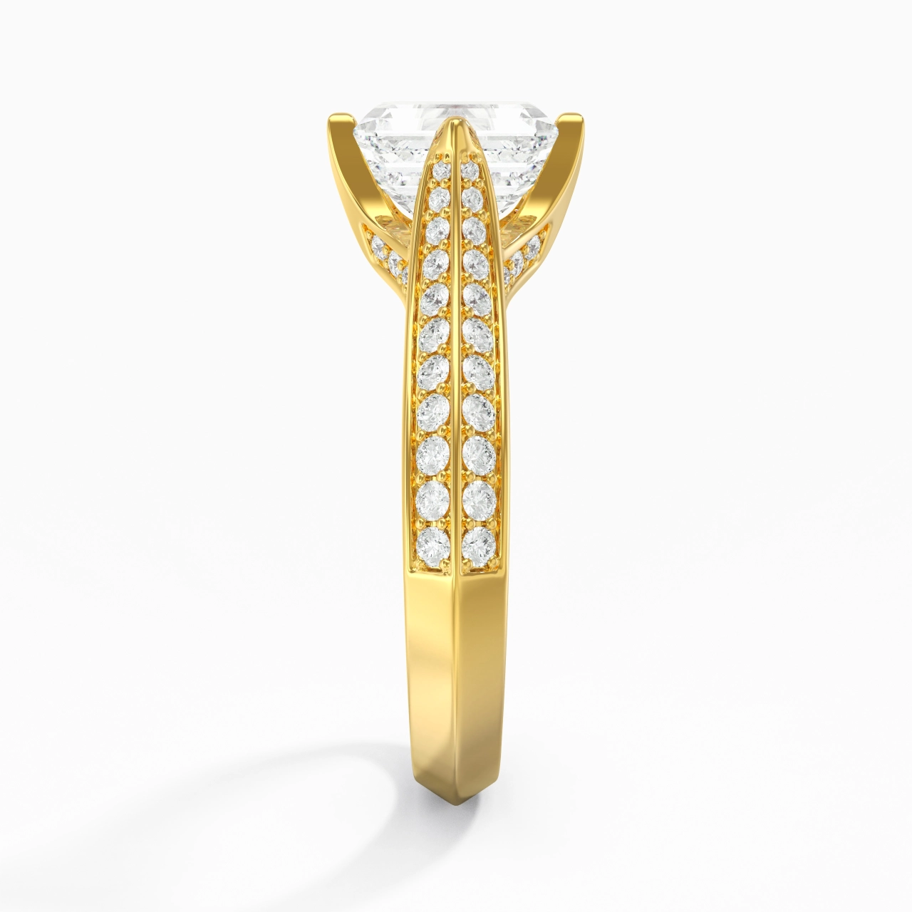 Pavé Est Ouest Bague de fiançailles 1.00ct Zircon cubique