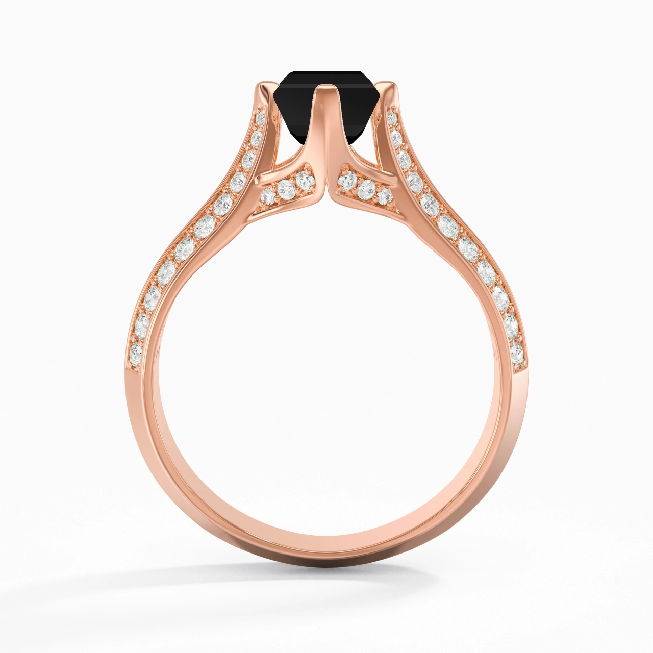 Pavé Est Ouest Bague de fiançailles 1.00ct Zircon cubique