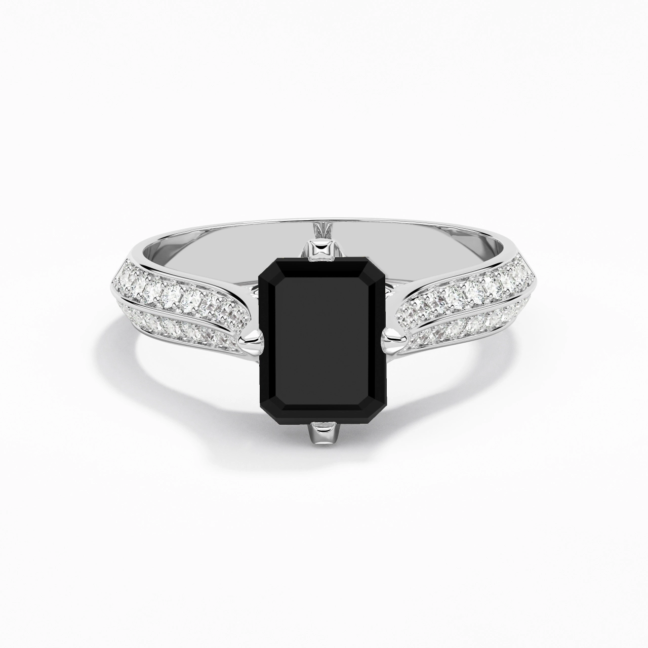 Pavé Est Ouest Bague de fiançailles 2.00ct Zircon cubique