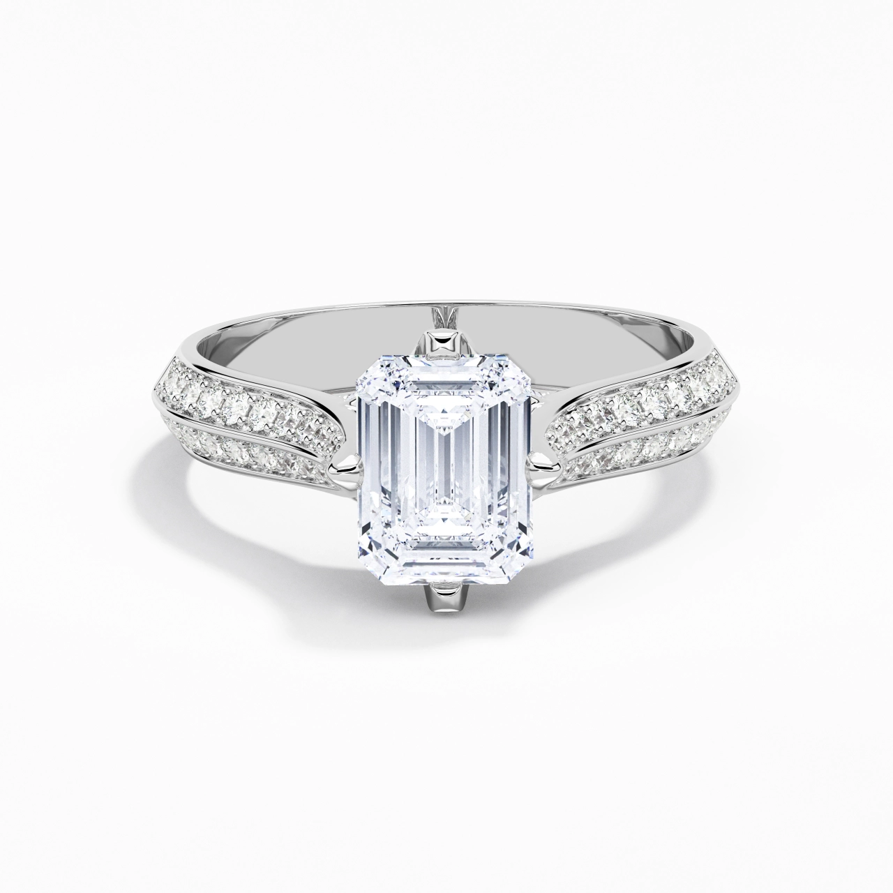 Pavé Est Ouest Bague de fiançailles 2.00ct Moissanite