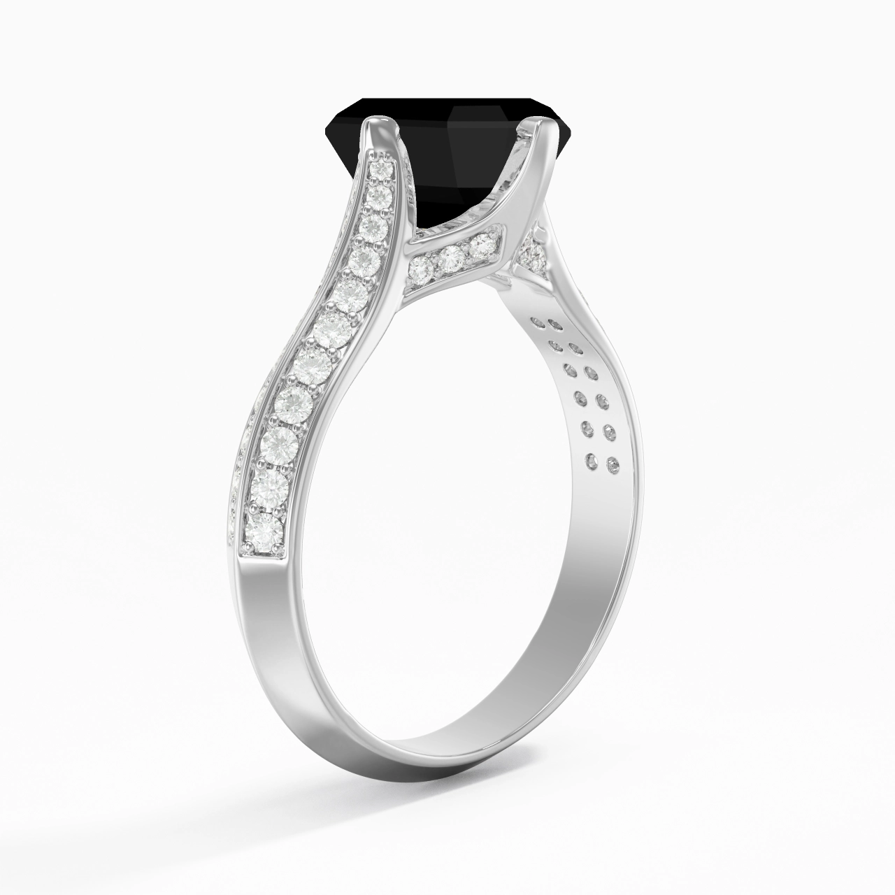 Pavé Est Ouest Bague de fiançailles 2.00ct Zircon cubique