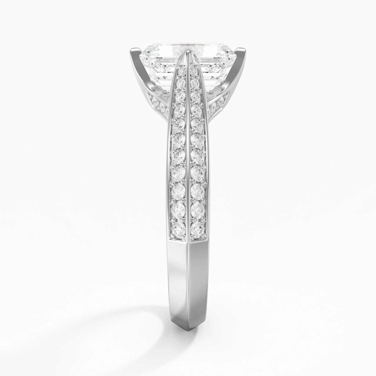 Pavé Est Ouest Bague de fiançailles 2.00ct Moissanite