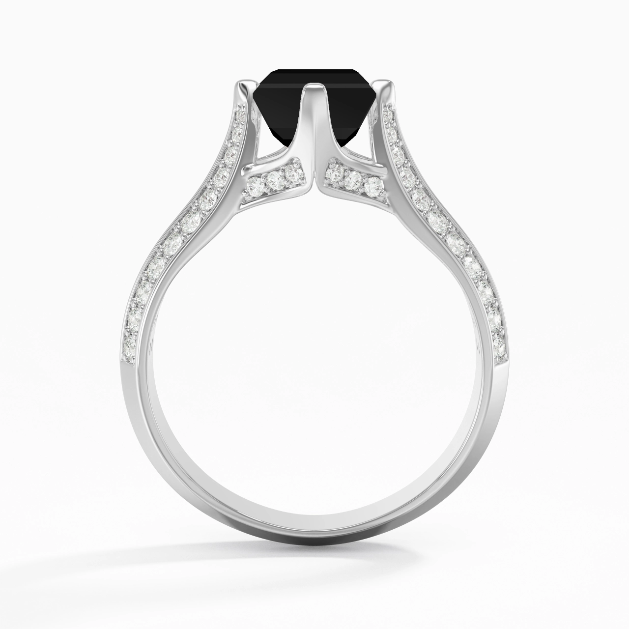 Pavé Est Ouest Bague de fiançailles 2.00ct Zircon cubique