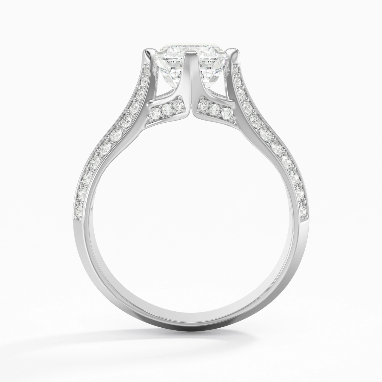 Pavé Est Ouest Bague de fiançailles 2.00ct Moissanite