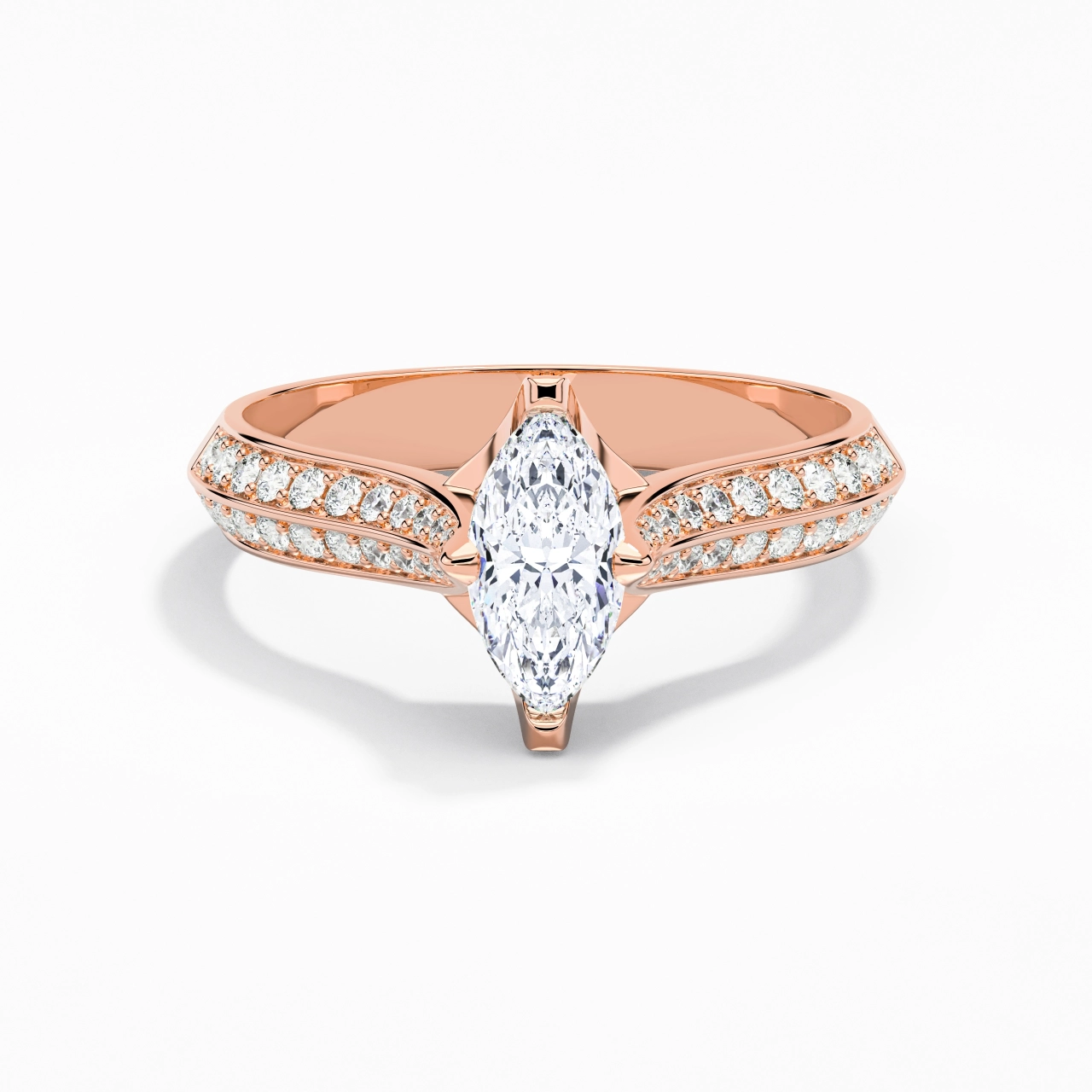 Pavé Oriente - Occidente Anillo de Compromiso 0.80ct Moissanita