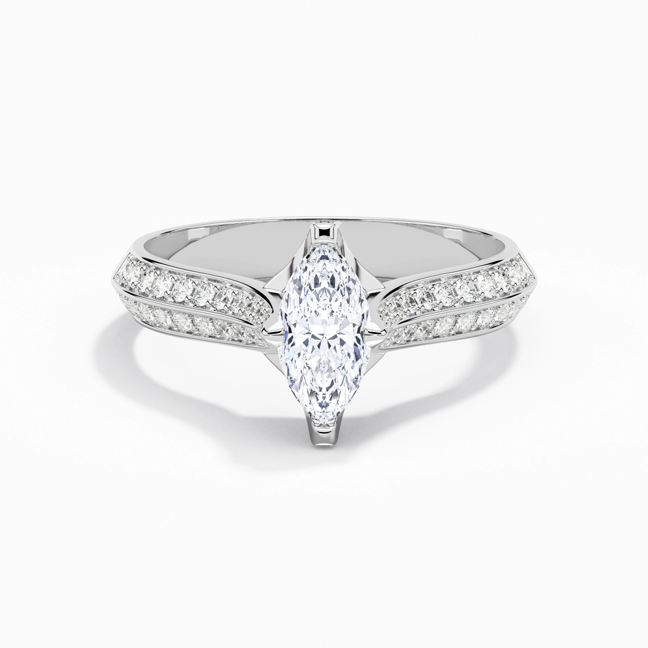 Pavé Est Ouest Bague de fiançailles 0.80ct Zircon cubique