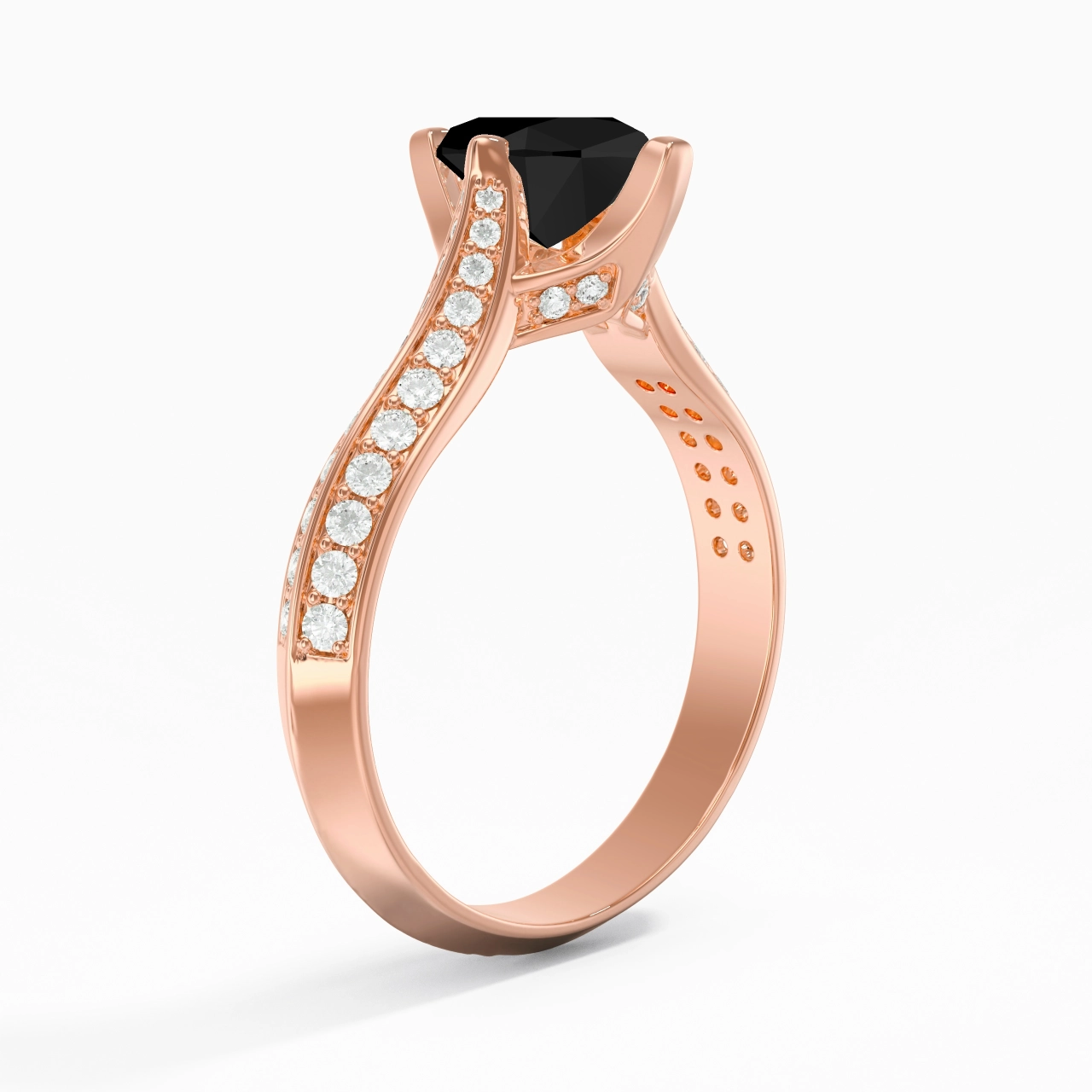 Pavé Est Ouest Bague de fiançailles 0.80ct Zircon cubique